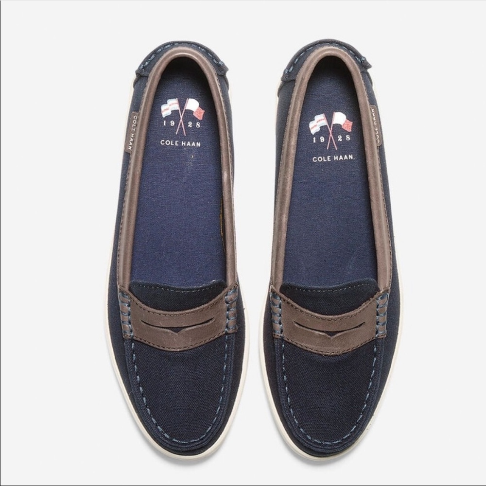 Cole Haan Navy Loafee Boat Shoe Canvas Slip On 7.5